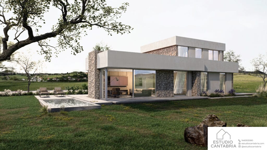 Render vivienda en Piélagos, Vivienda Sostenible. Cantabria.