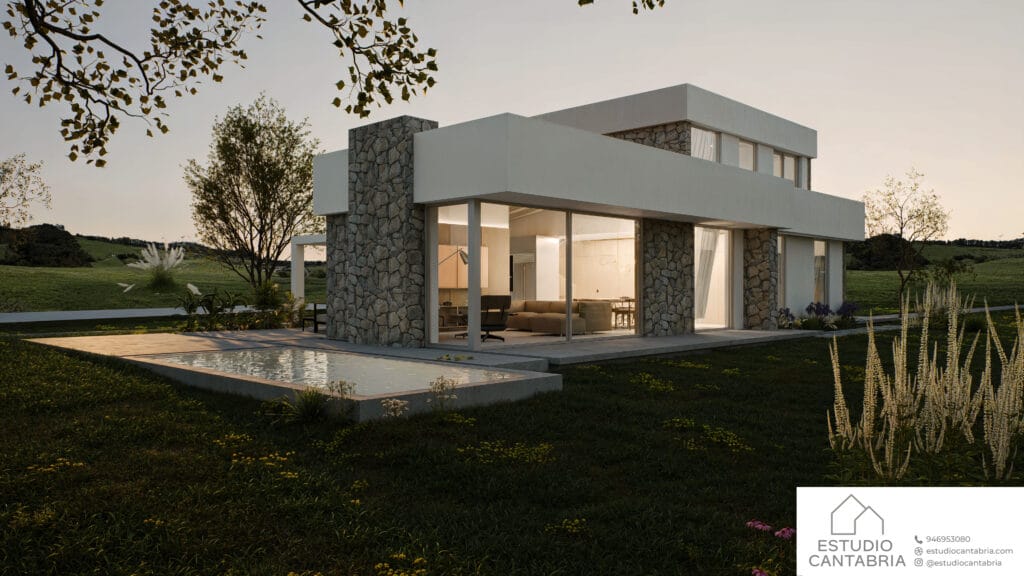 Render vivienda en Piélagos, Vivienda Sostenible. Cantabria.